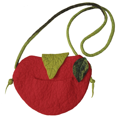 Gefilzte Tasche in Apfelform aus Filz